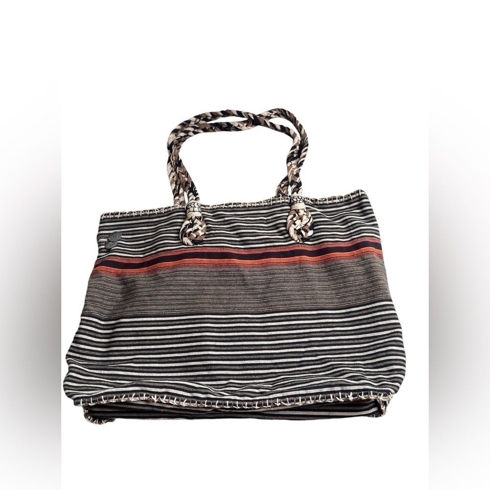 Denim & Supply Ralph Lauren Cotton Stripes Tote Shoulder Bag Braided Handles